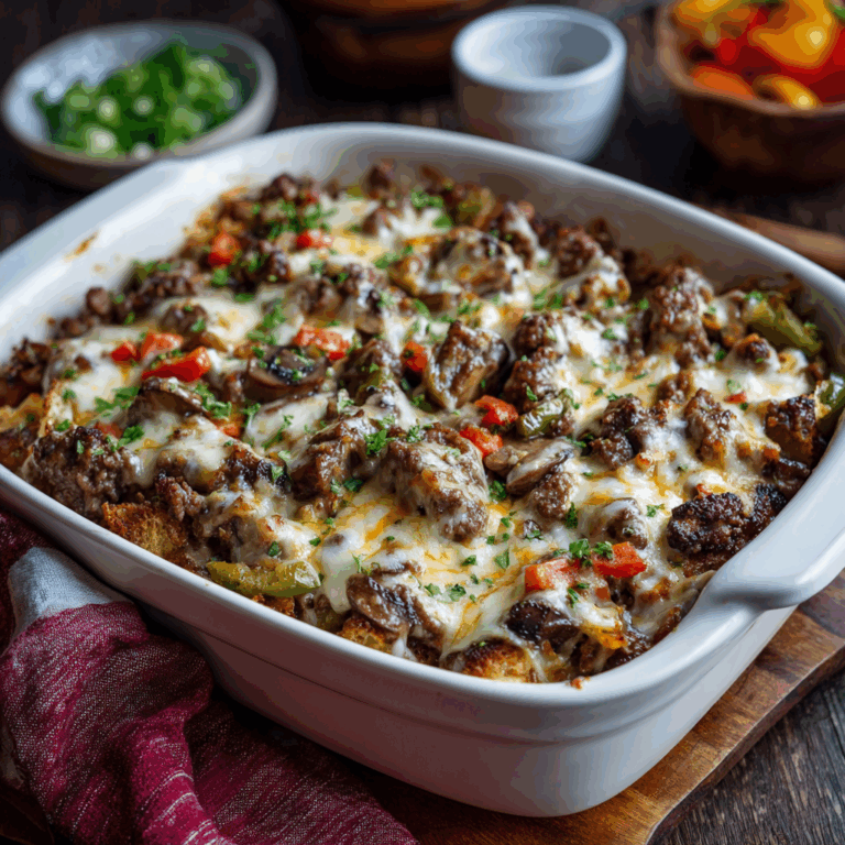 Low Carb Philly Cheesesteak Casserole