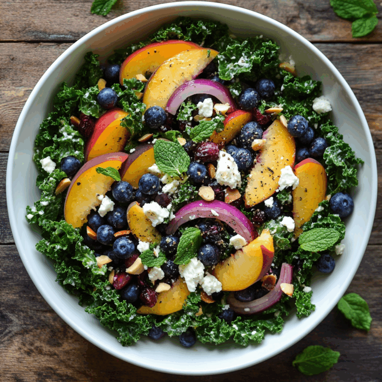 Summer Peach & Blueberry Kale Salad