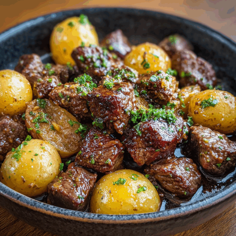Garlic Butter Beef Bites with Potatoes