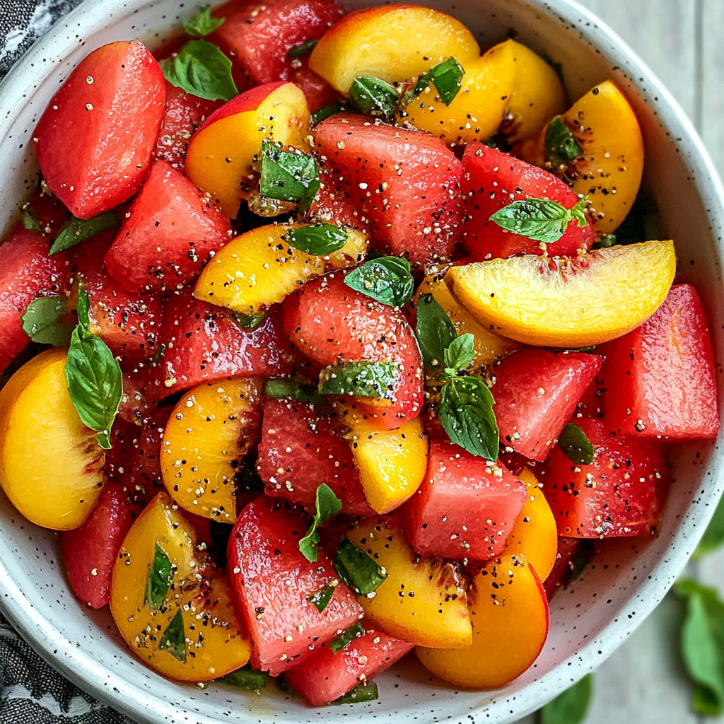 Easy Summer Peach Watermelon Salad