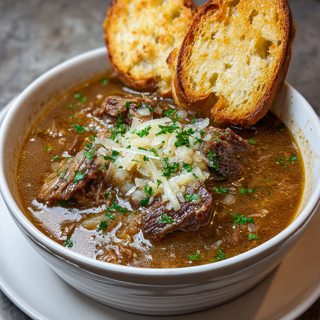 French Onion Beef Short Rib Soup