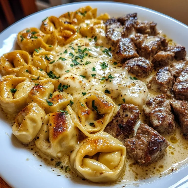 Cheesy Cajun Beef Tortellini in Creamy Garlic Alfredo