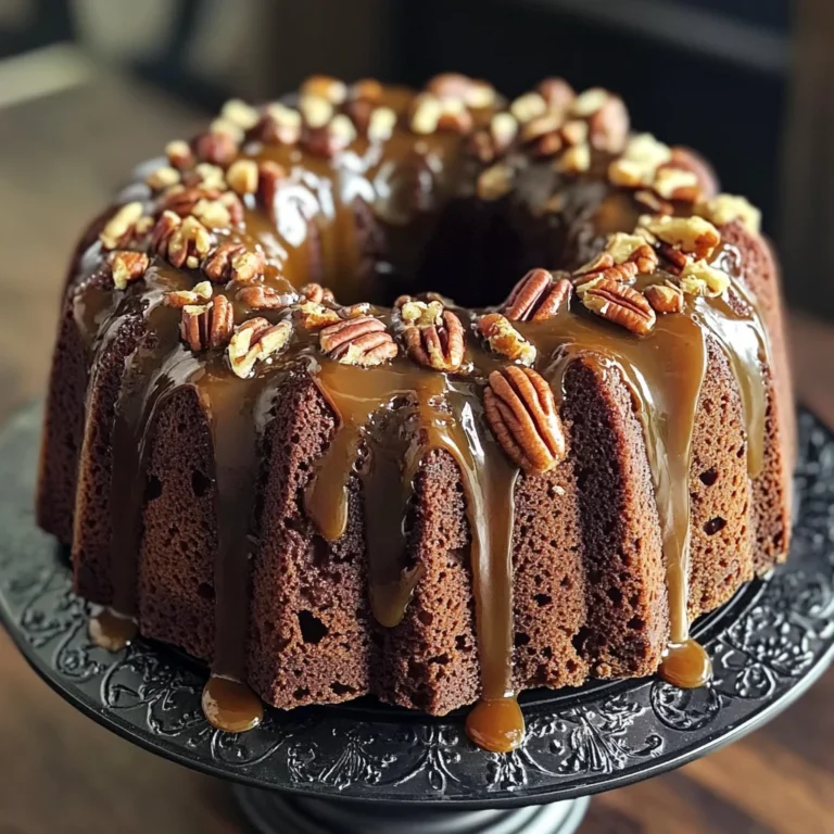 German Chocolate Bundt Cake with Caramel Pecan Topping