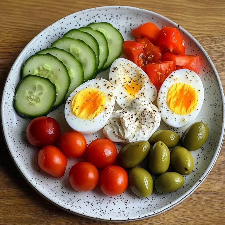 Mediterranean Egg Plate with Fresh Veggies & Cream Cheese