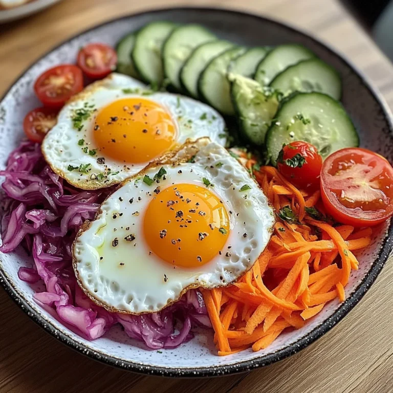 Rainbow Veggie and Sauerkraut Plate with Sunny Eggs